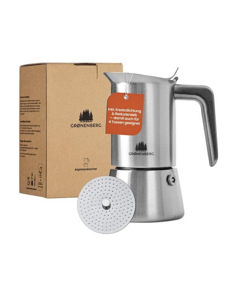 GROENENBERG Edelstahl Espressokocher 6 Tassen (300 ml)