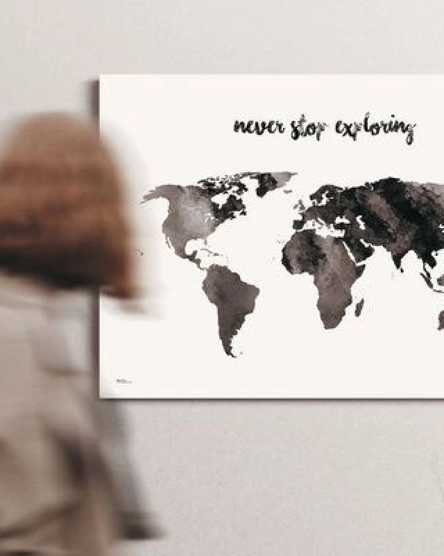 meine-weltkarte Stylische Weltkarte never stop exploring #1- nachhaltig & handemade in Germany - Wanddekoration Weltkarte - Keilrahmen, Leinwandposter – Ansicht 2