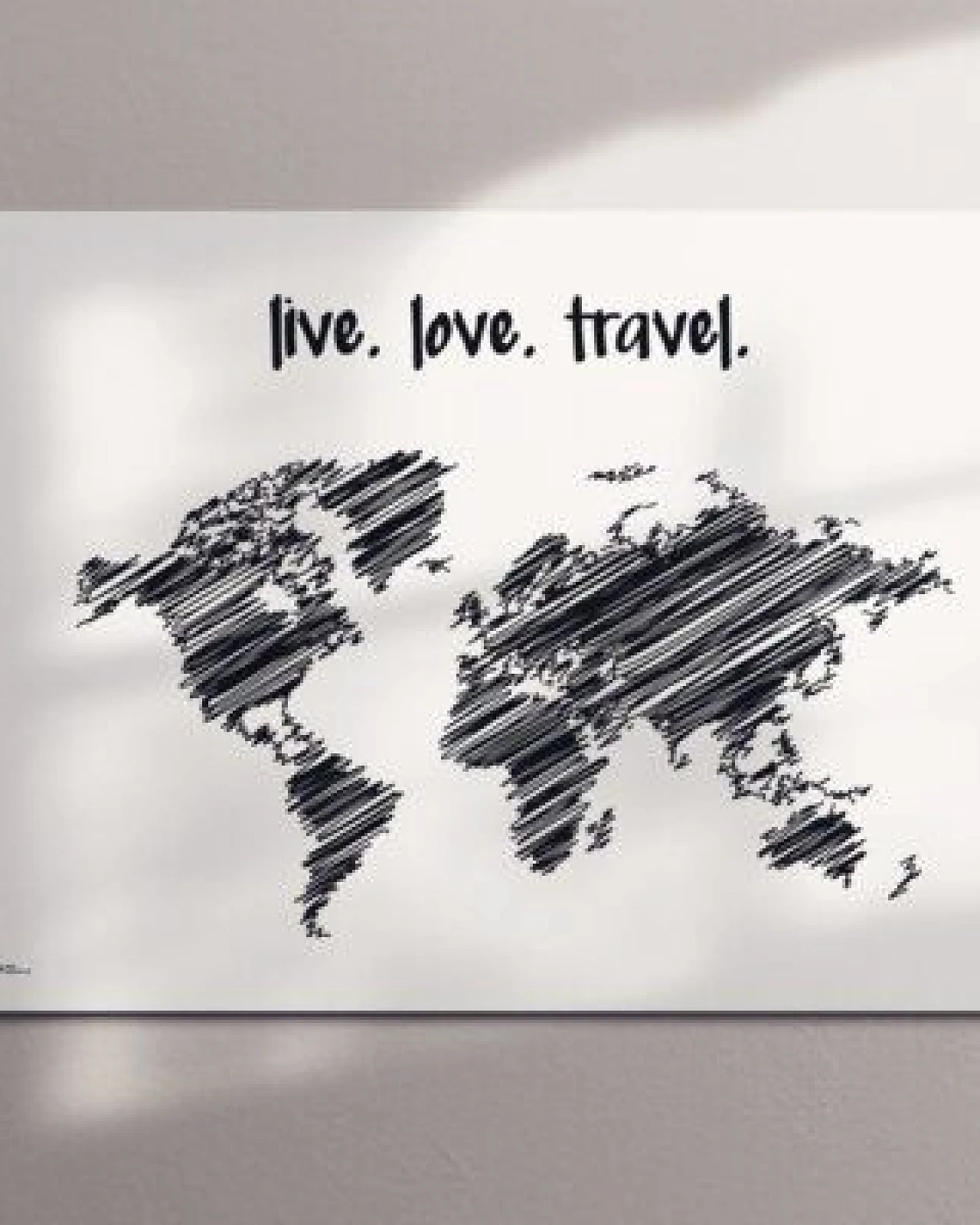 meine-weltkarte Stylische Weltkarte live.love.travel #1- nachhaltig & handemade in Germany - Wanddekoration Weltkarte - Keilrahmen, Leinwandposter – Ansicht 2