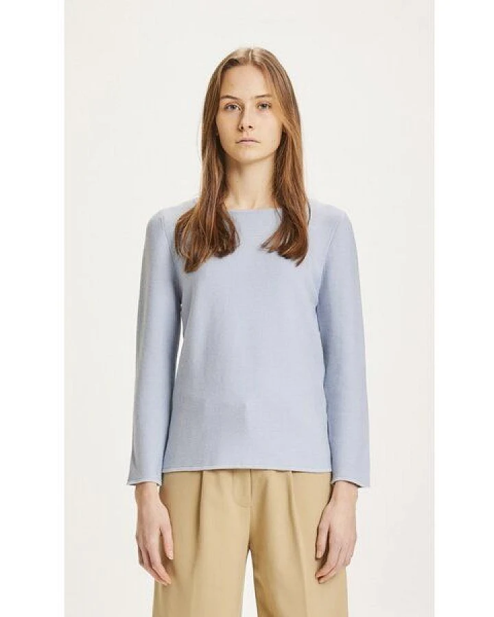 KnowledgeCotton Apparel Strickpullover Myrthe mit U-Boot Ausschnitt - aus Biobaumwolle