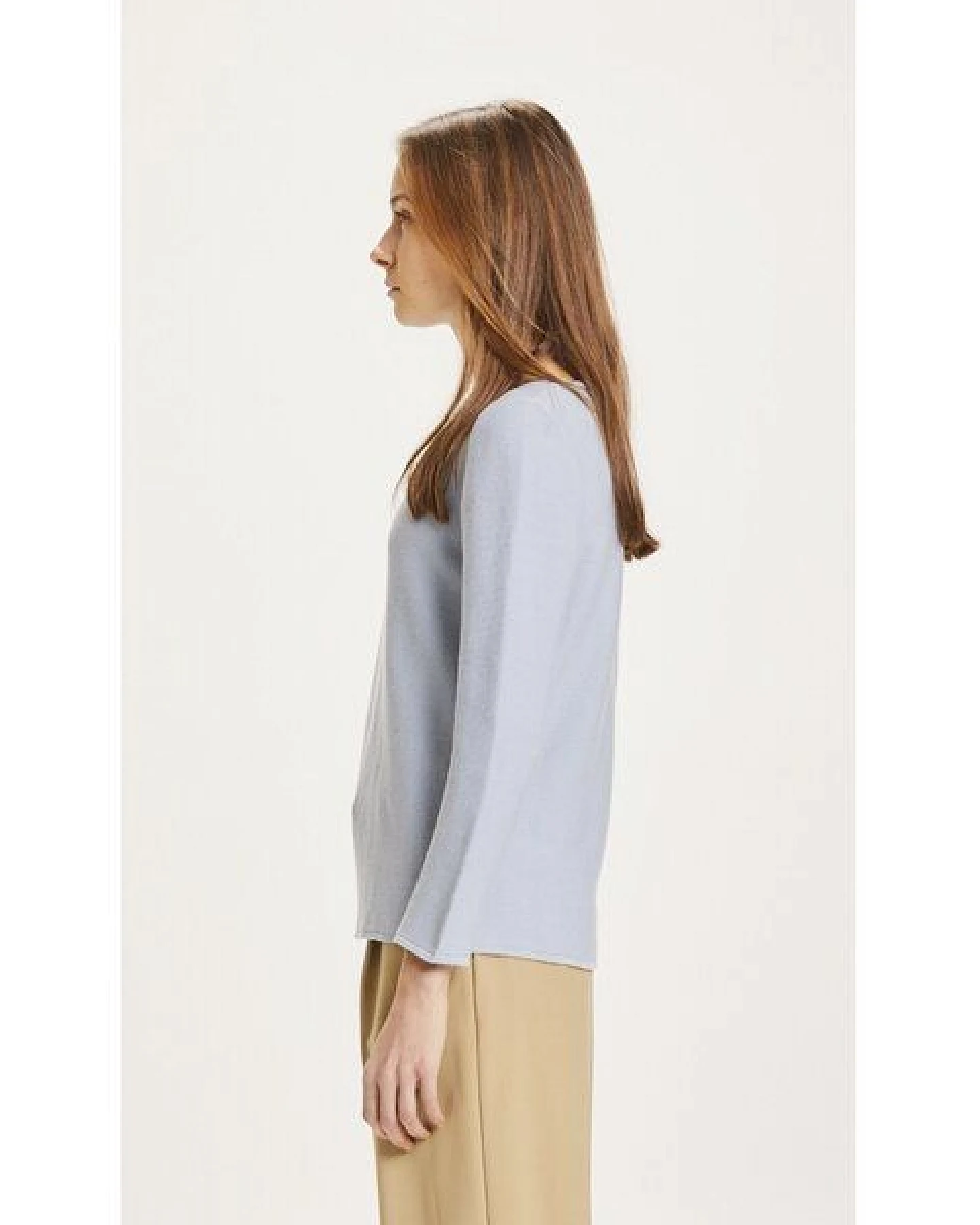 KnowledgeCotton Apparel Strickpullover Myrthe mit U-Boot Ausschnitt - aus Biobaumwolle – Ansicht 2