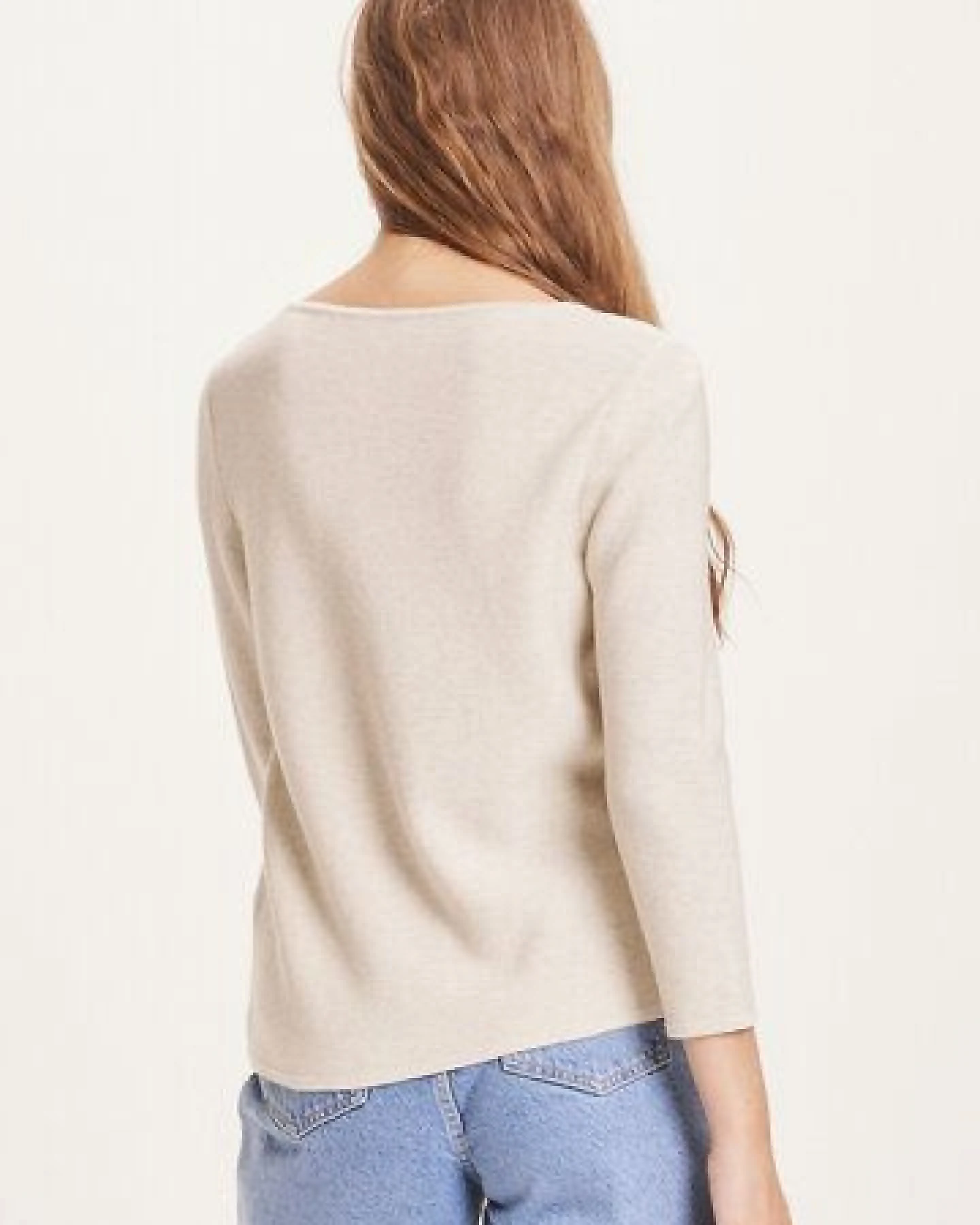 KnowledgeCotton Apparel Strickpullover Myrthe mit U-Boot Ausschnitt - aus Biobaumwolle – Ansicht 3