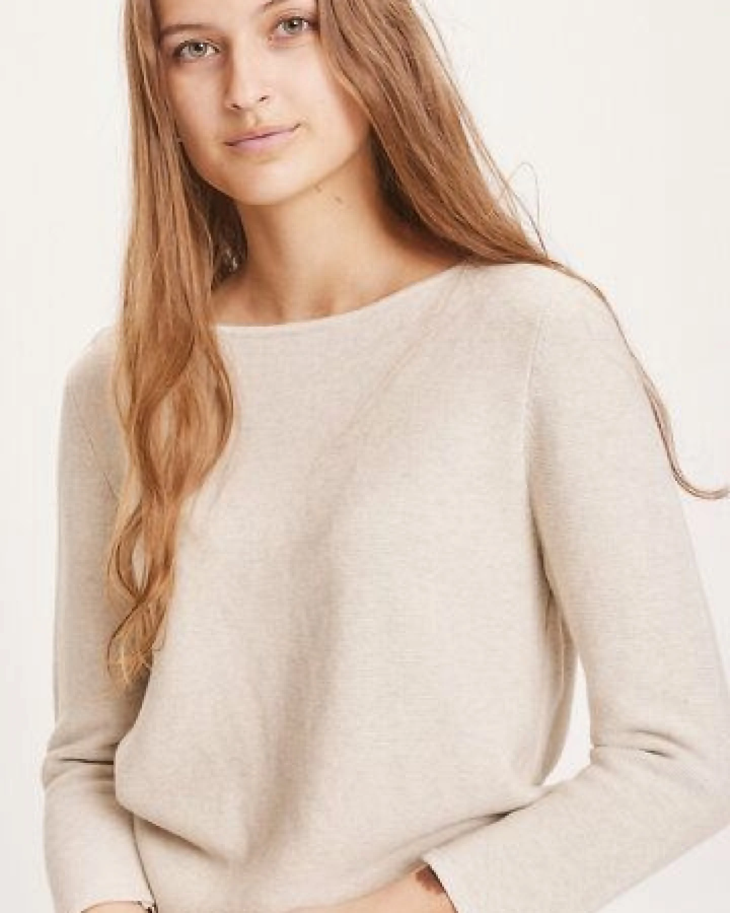 KnowledgeCotton Apparel Strickpullover Myrthe mit U-Boot Ausschnitt - aus Biobaumwolle – Ansicht 4
