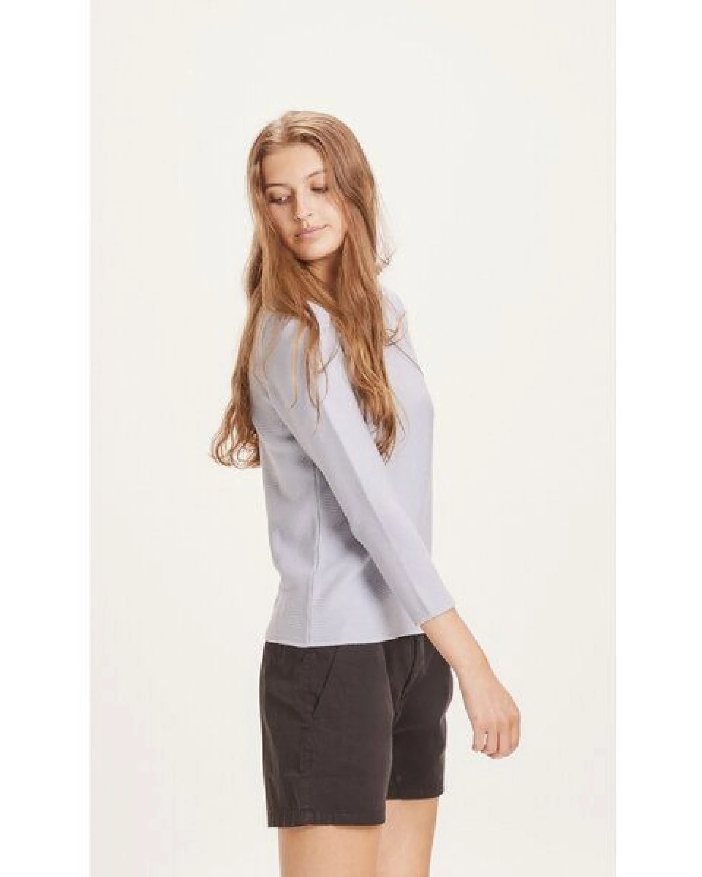 KnowledgeCotton Apparel Strickpullover Myrthe mit U-Boot Ausschnitt - aus Biobaumwolle – Ansicht 2