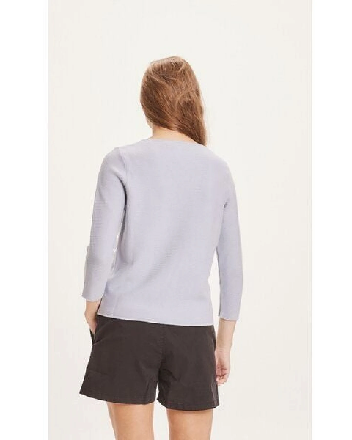 KnowledgeCotton Apparel Strickpullover Myrthe mit U-Boot Ausschnitt - aus Biobaumwolle – Ansicht 3