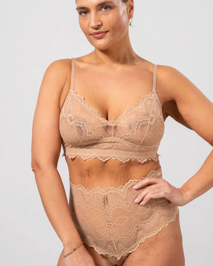 Understatement Damen vegan Balconette Spitze Warm Beige