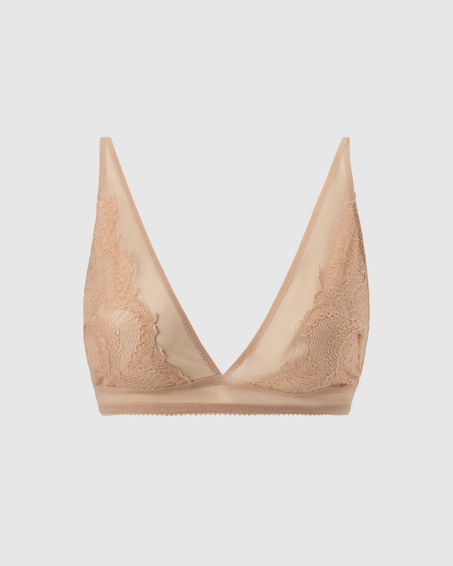Understatement Damen vegan Bralette Plunge Spitze Warm Beige – Ansicht 2