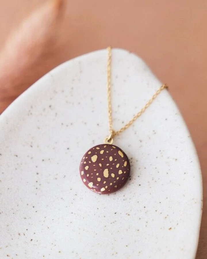 lille mus Halskette mit Porzellananhänger TERRAZZO Porzellanschmuck
