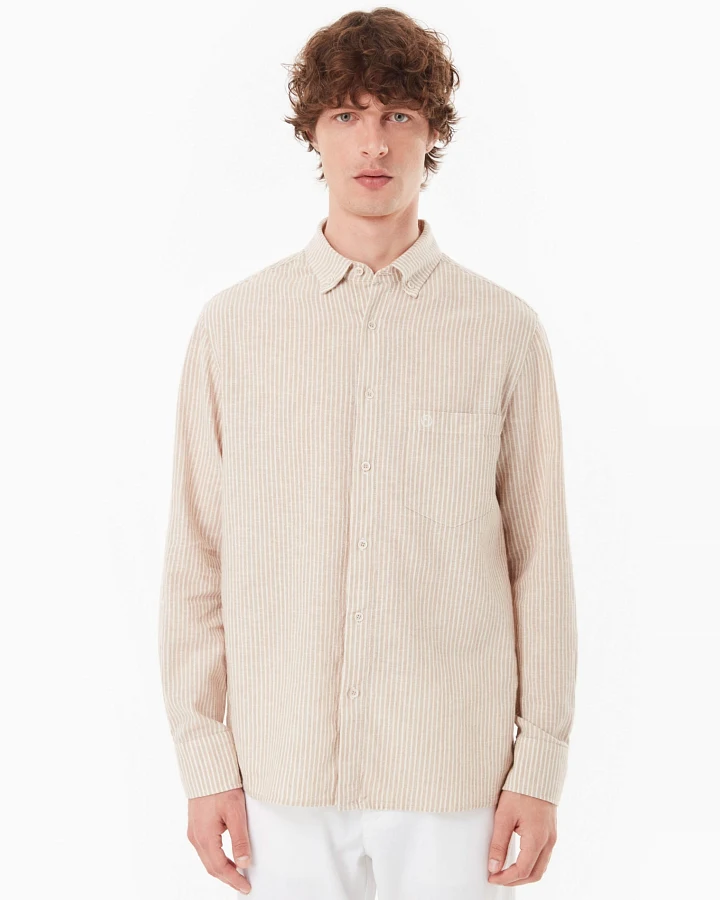 ORGANICATION Herren vegan Hemd Beige/Off White