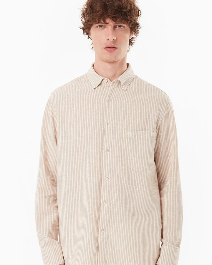 ORGANICATION Herren vegan Hemd Beige/Off White