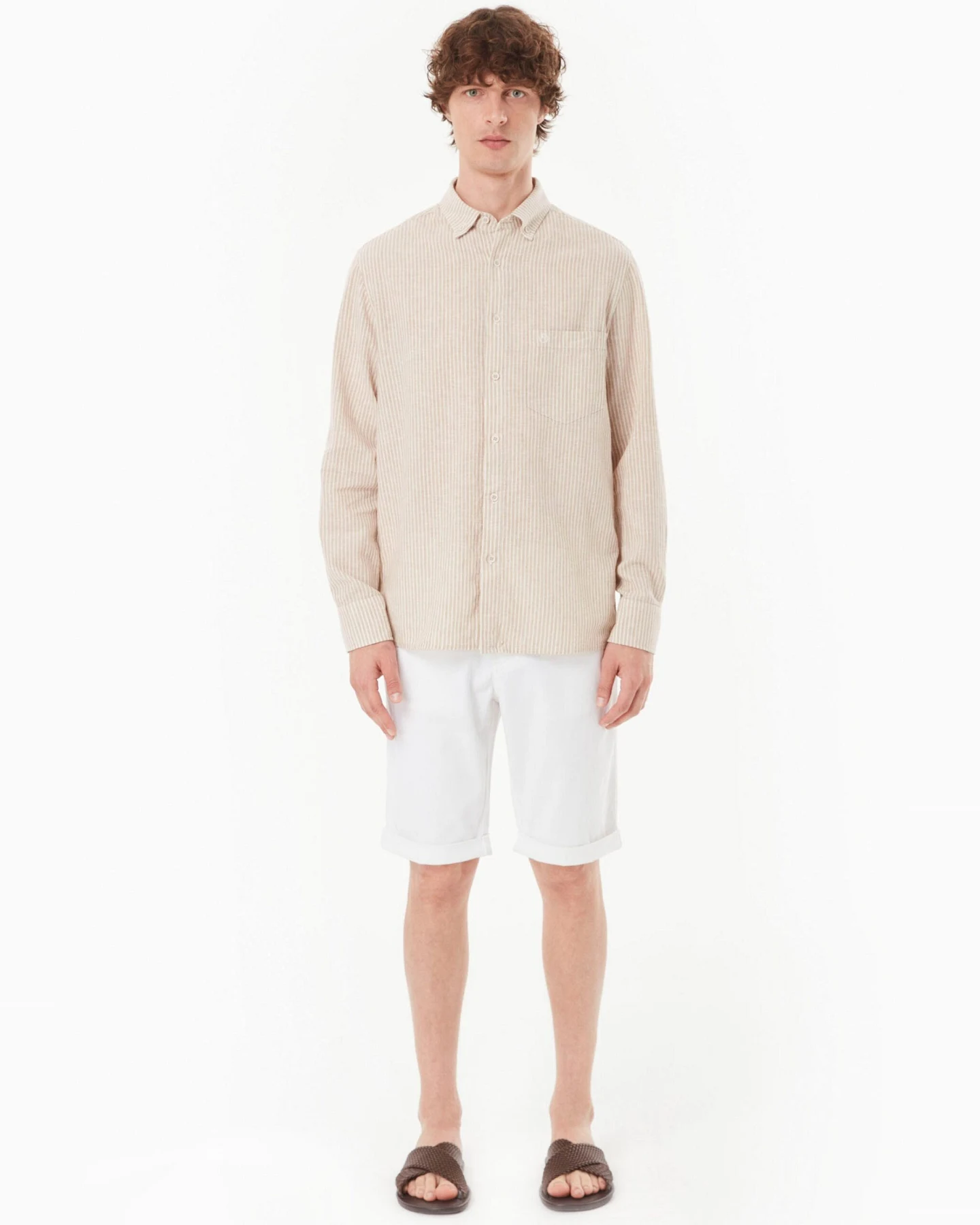 ORGANICATION Herren vegan Hemd Beige/Off White – Ansicht 2