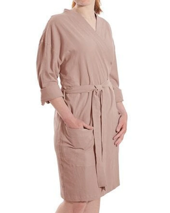 jilda-tex Damen Bademantel / Kimono 100% Bio-Baumwolle Knitterlook Made in Green Unisex