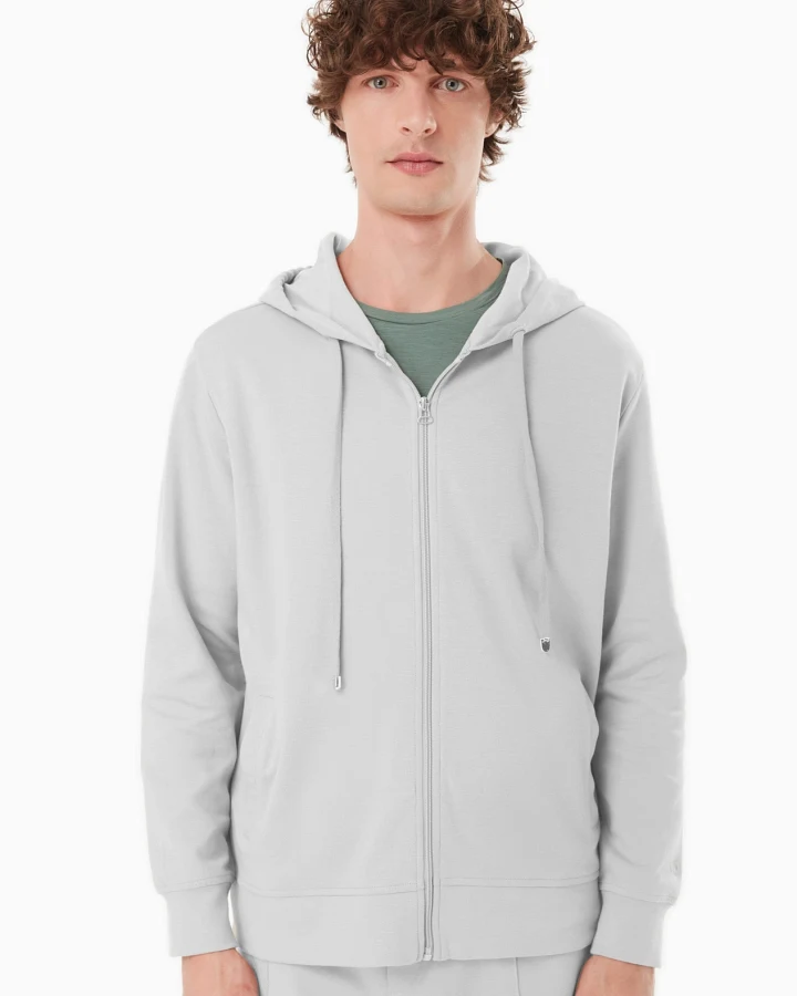 ORGANICATION Herren vegan Kapuzenjacke Sweat Hellgrau