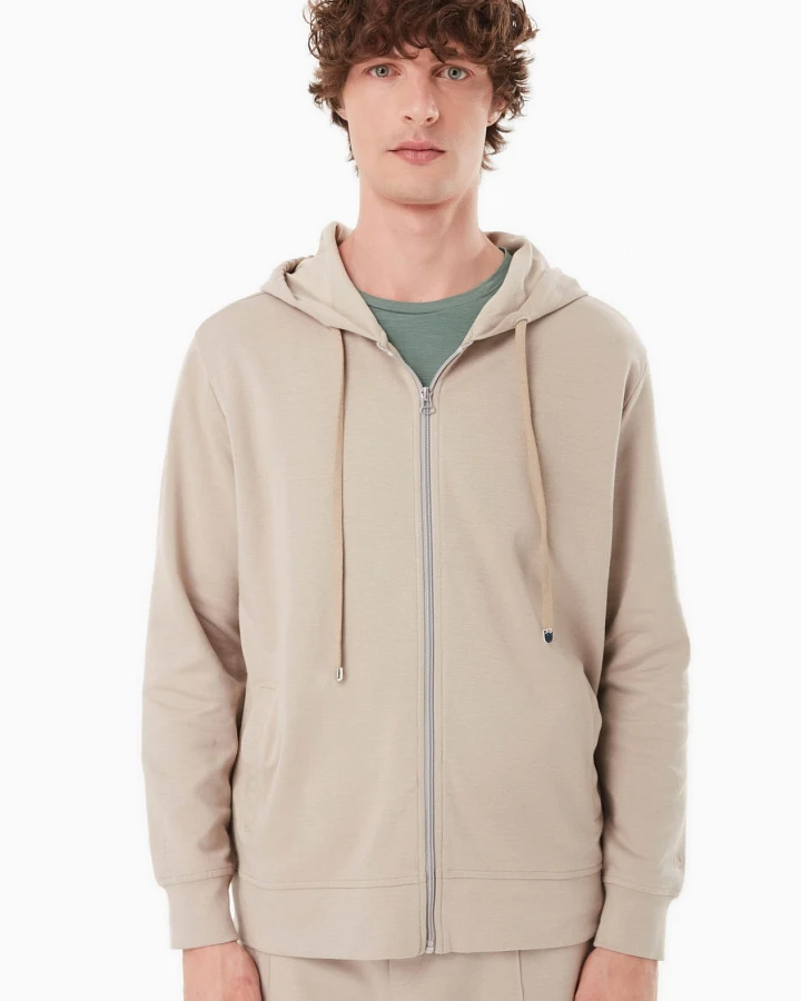 ORGANICATION Herren vegan Kapuzenjacke Sweat Sand