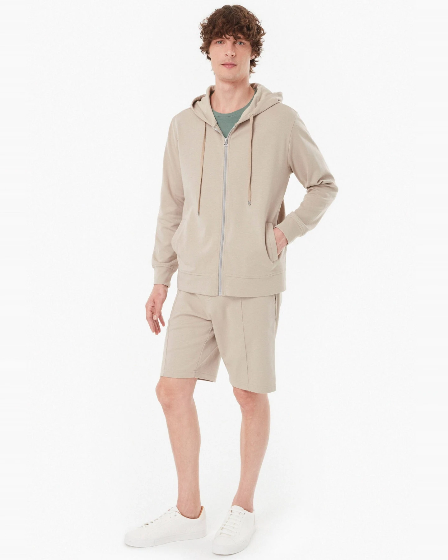ORGANICATION Herren vegan Kapuzenjacke Sweat Sand – Ansicht 2