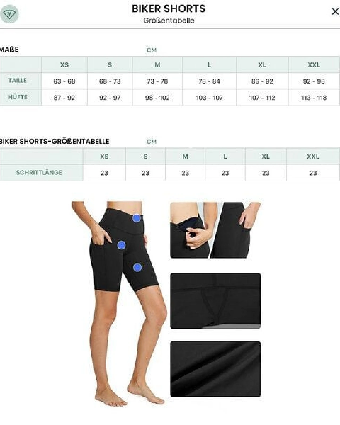 Yoga Hero Biker Shorts mit drei Eingrifftaschen – Ansicht 4
