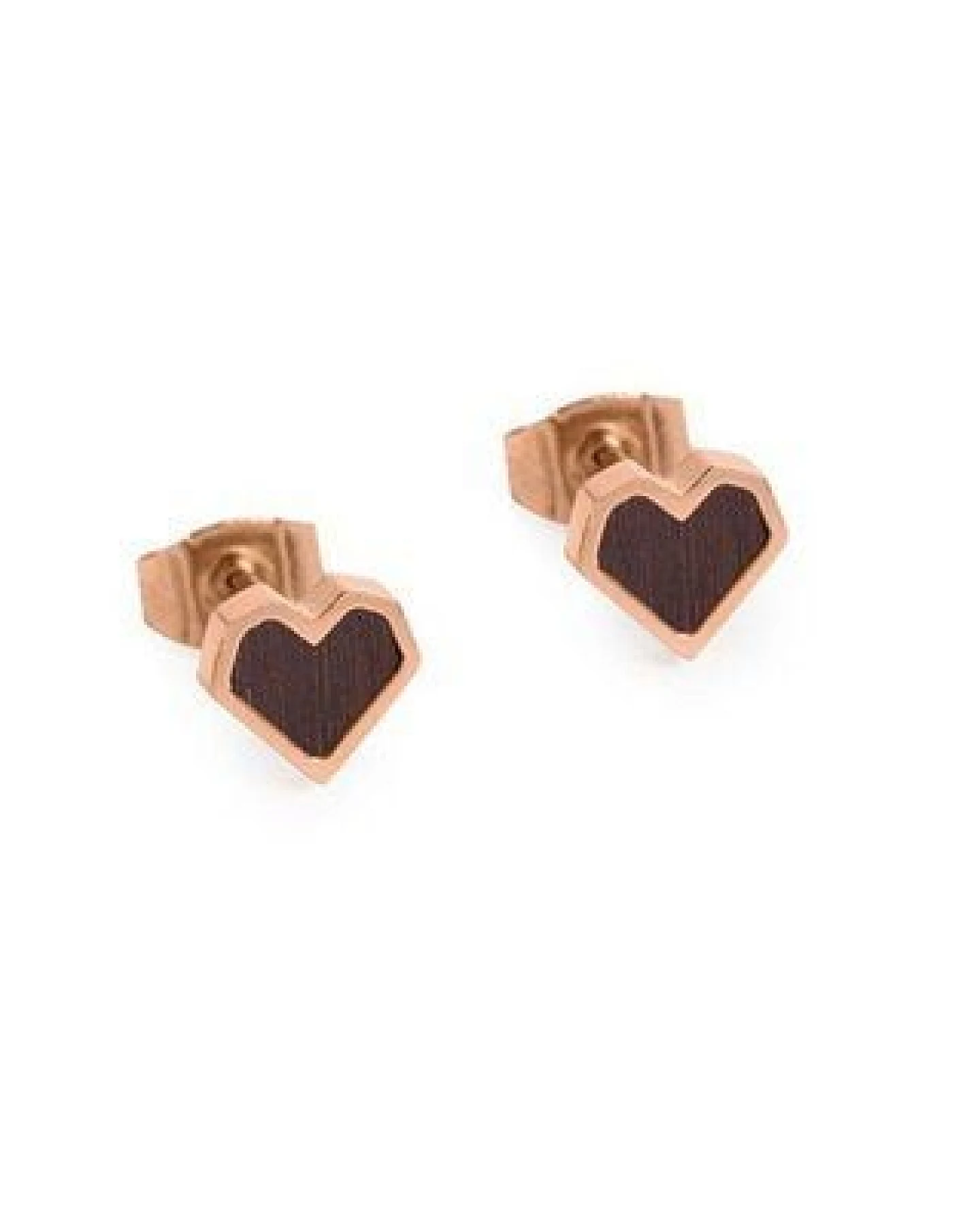 BeWooden Herzchen Ohrringe - Ohrstecker - Holz und Edelstahl Kombination - Verschiedene Farbvarianten – Ansicht 2
