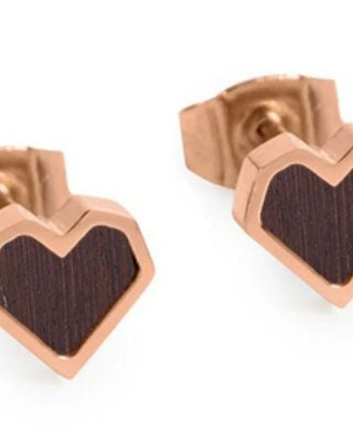 BeWooden Herzchen Ohrringe - Ohrstecker - Holz und Edelstahl Kombination - Verschiedene Farbvarianten