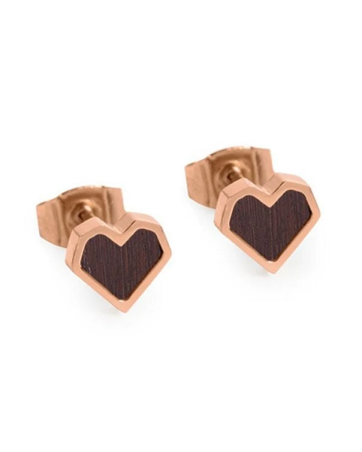 BeWooden Herzchen Ohrringe - Ohrstecker - Holz und Edelstahl Kombination - Verschiedene Farbvarianten
