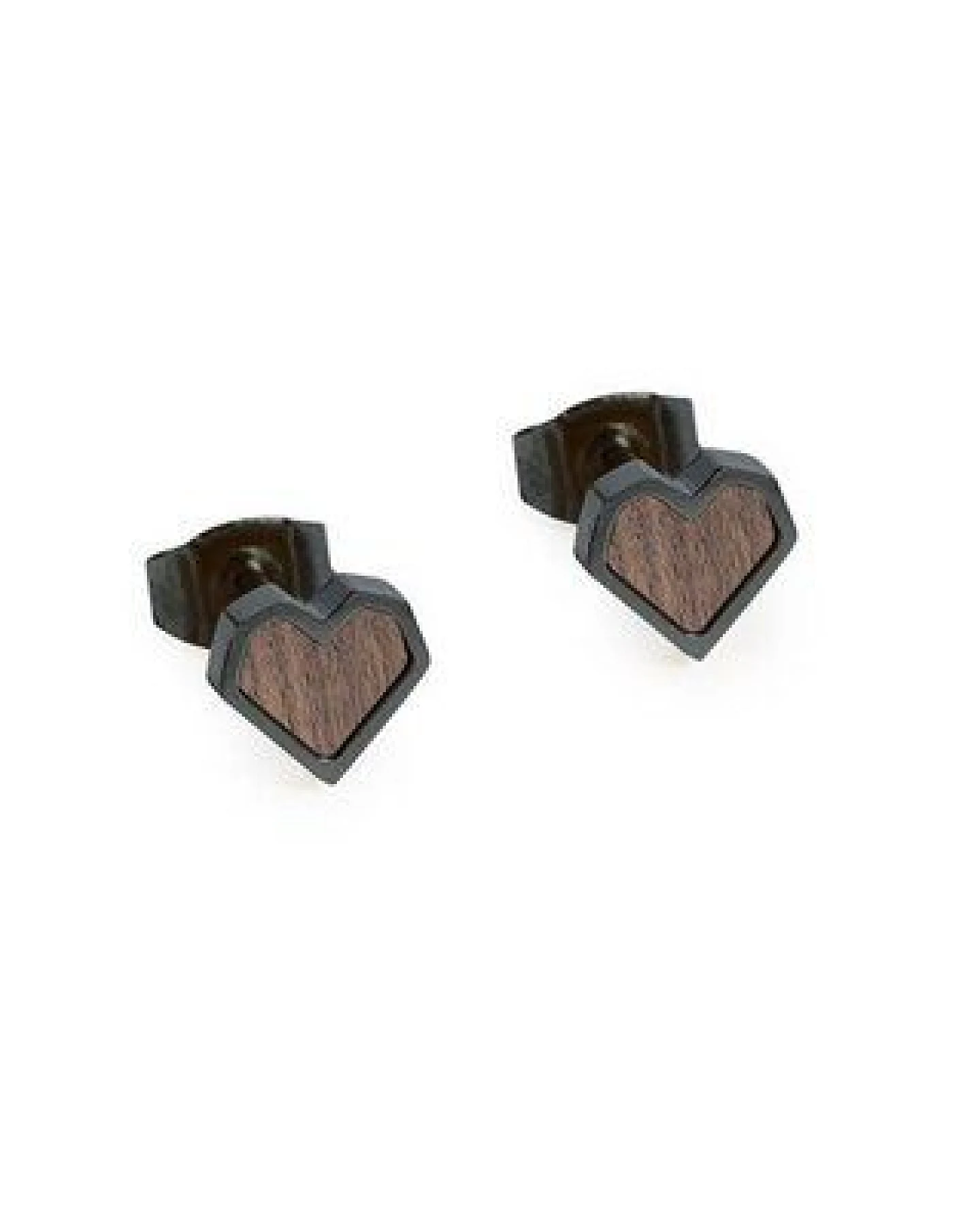 BeWooden Herzchen Ohrringe - Ohrstecker - Holz und Edelstahl Kombination - Verschiedene Farbvarianten – Ansicht 2