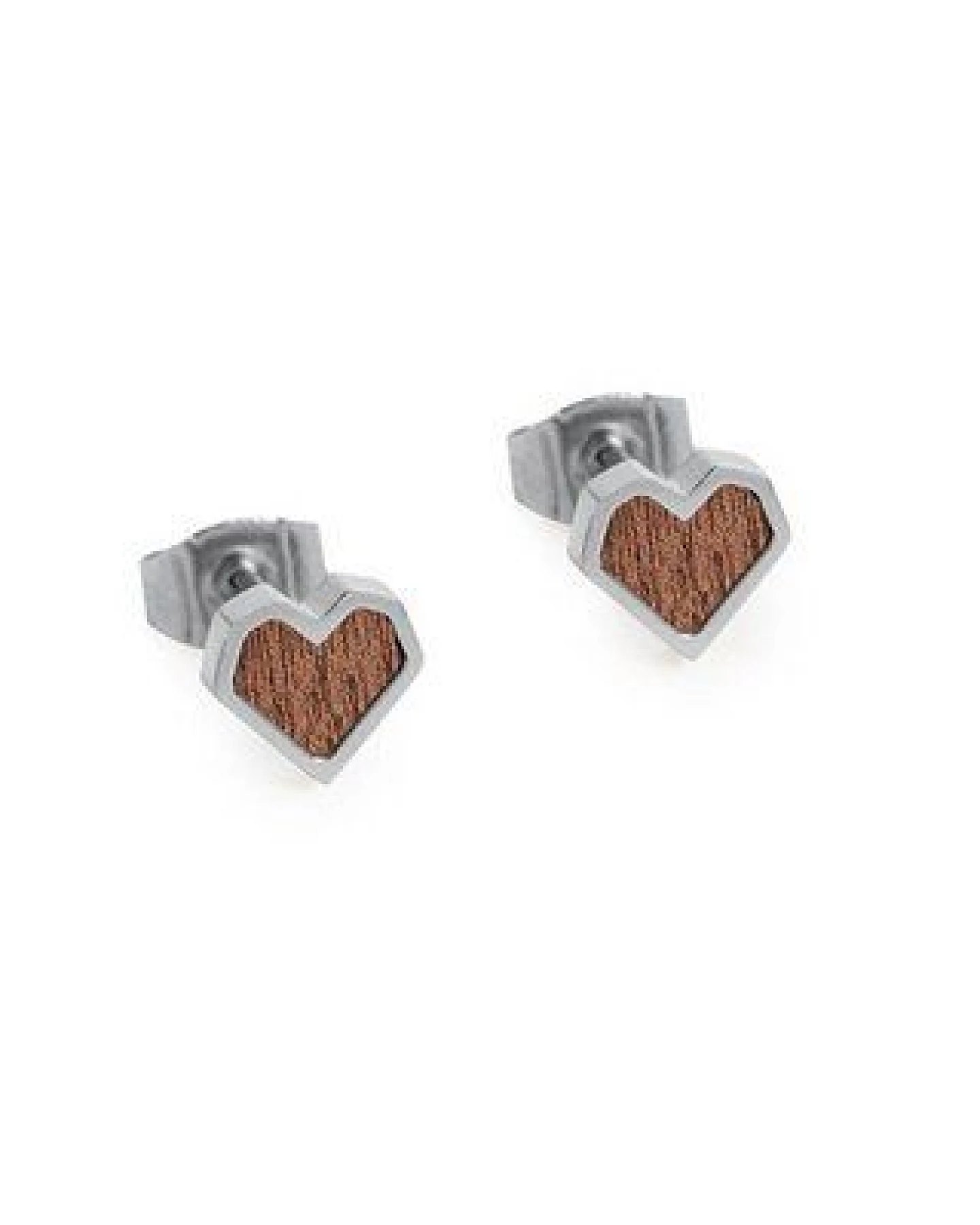 BeWooden Herzchen Ohrringe - Ohrstecker - Holz und Edelstahl Kombination - Verschiedene Farbvarianten – Ansicht 2