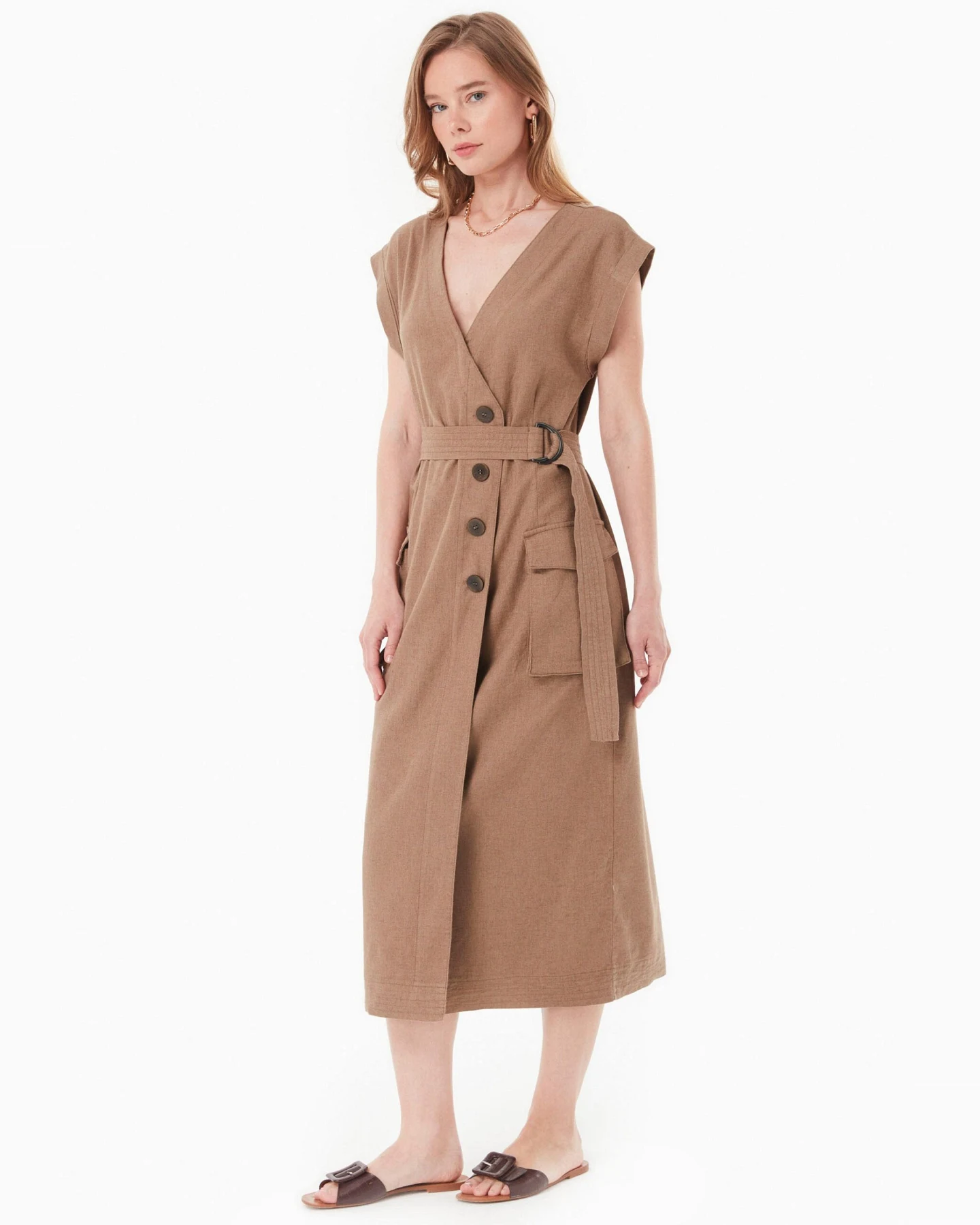 ORGANICATION Damen vegan Kleid Hellbraun – Ansicht 2