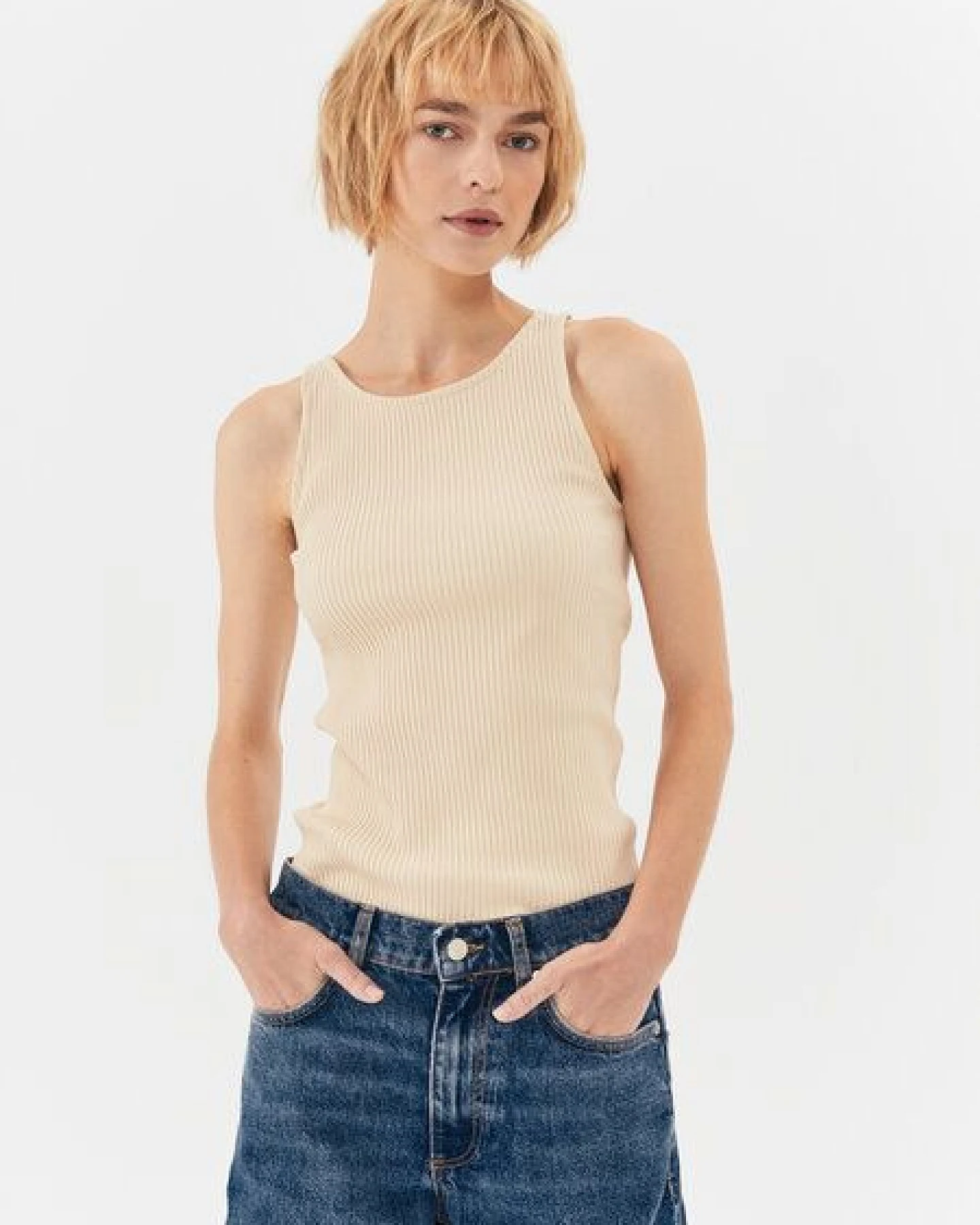 NINE TO FIVE #ammer - Damen Ripp Tank Top aus Bio-Baumwolle – Ansicht 2