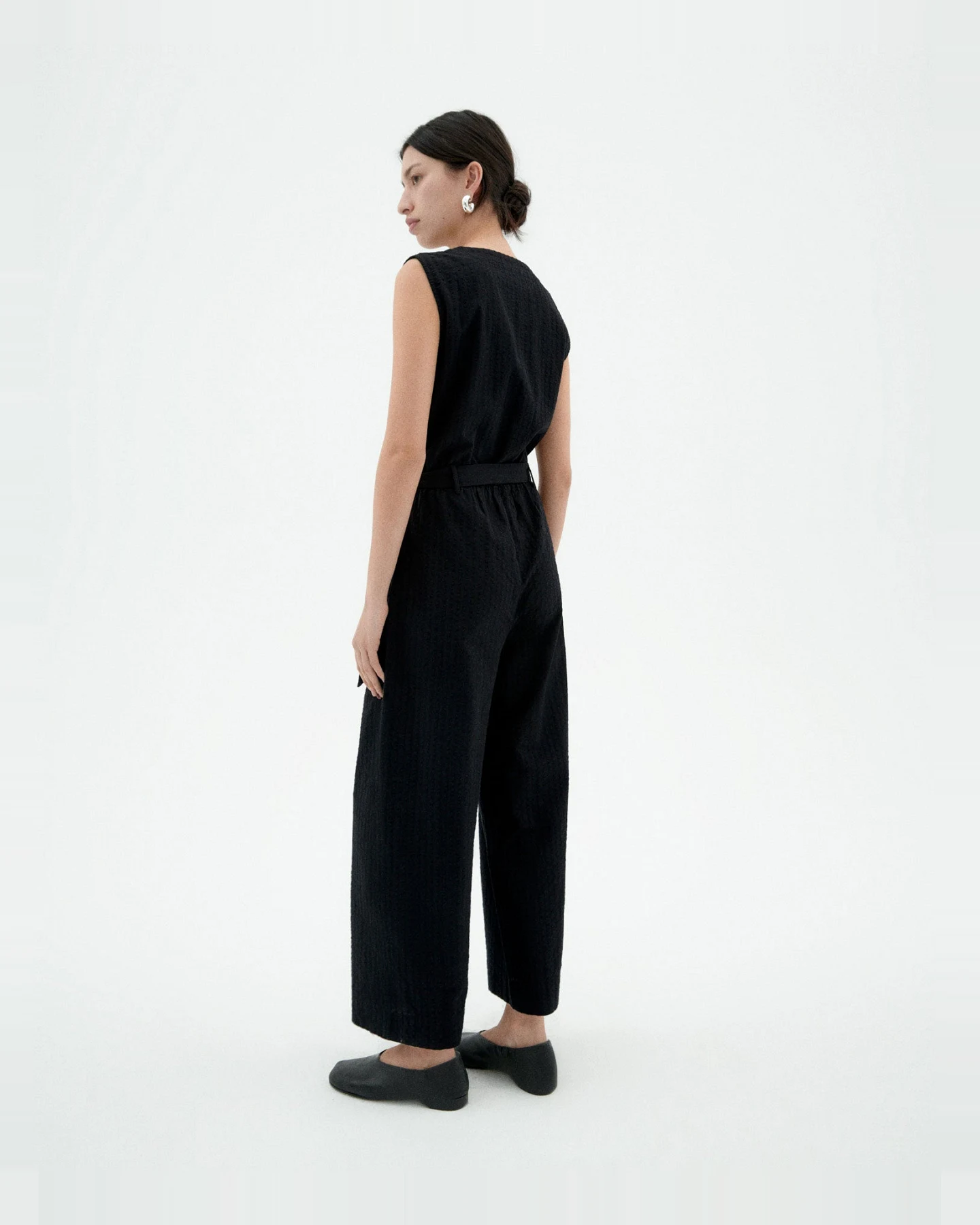 Thinking MU Damen vegan Jumpsuit Seersucker Winona Schwarz – Ansicht 2