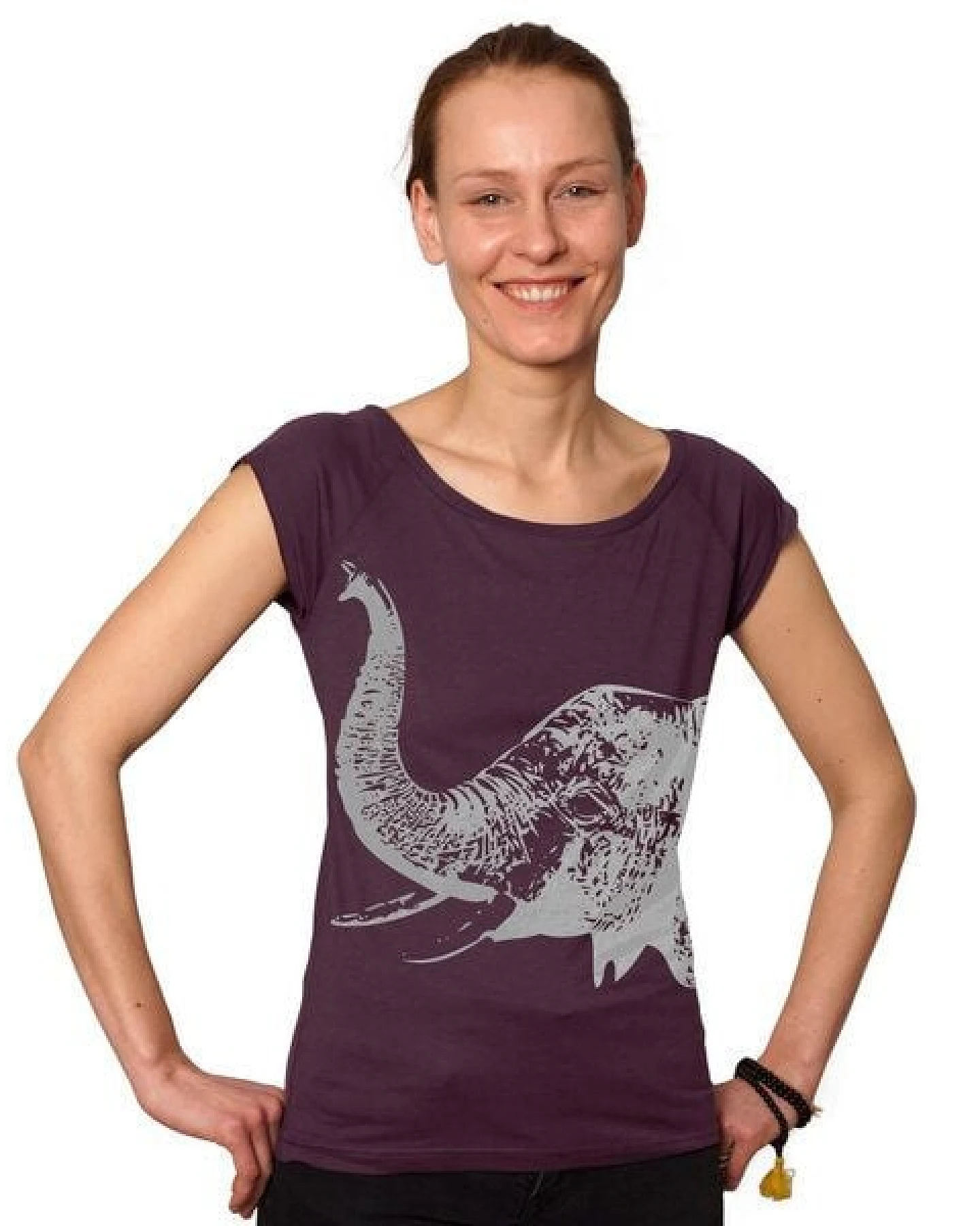HANDGEDRUCKT RESTPOSTEN "Elefant" Bamboo Frauen T-Shirt – Ansicht 3