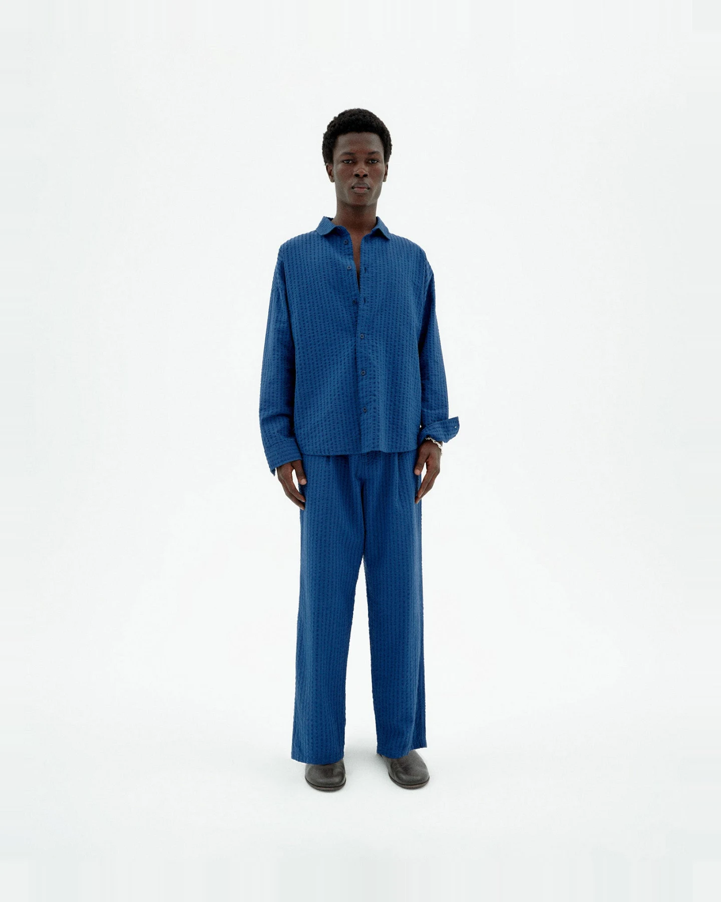 Thinking MU Herren vegan Hose Seersucker Luc Blau – Ansicht 2