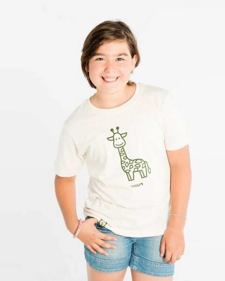 Maishameanslife Twiga - Kleine Giraffe - Bio T-shirt für Kinder - Naturweiß - Unisex