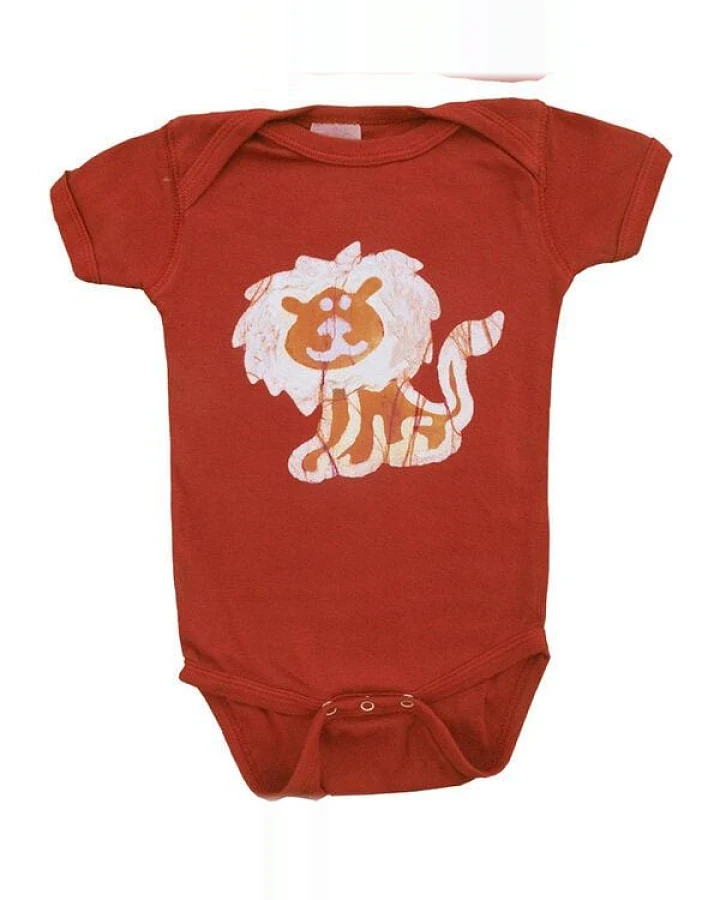 Global Mamas Baby Body - Löwe - Bio Baumwolle - Rot - Kurzarm