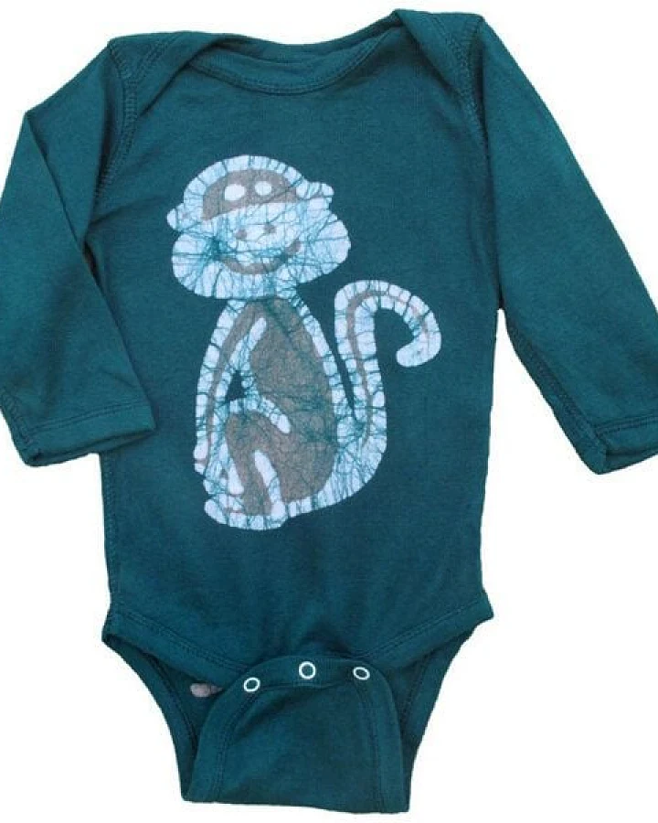 Global Mamas Baby Body - Affe - Bio Baumwolle - Grün - Langarm