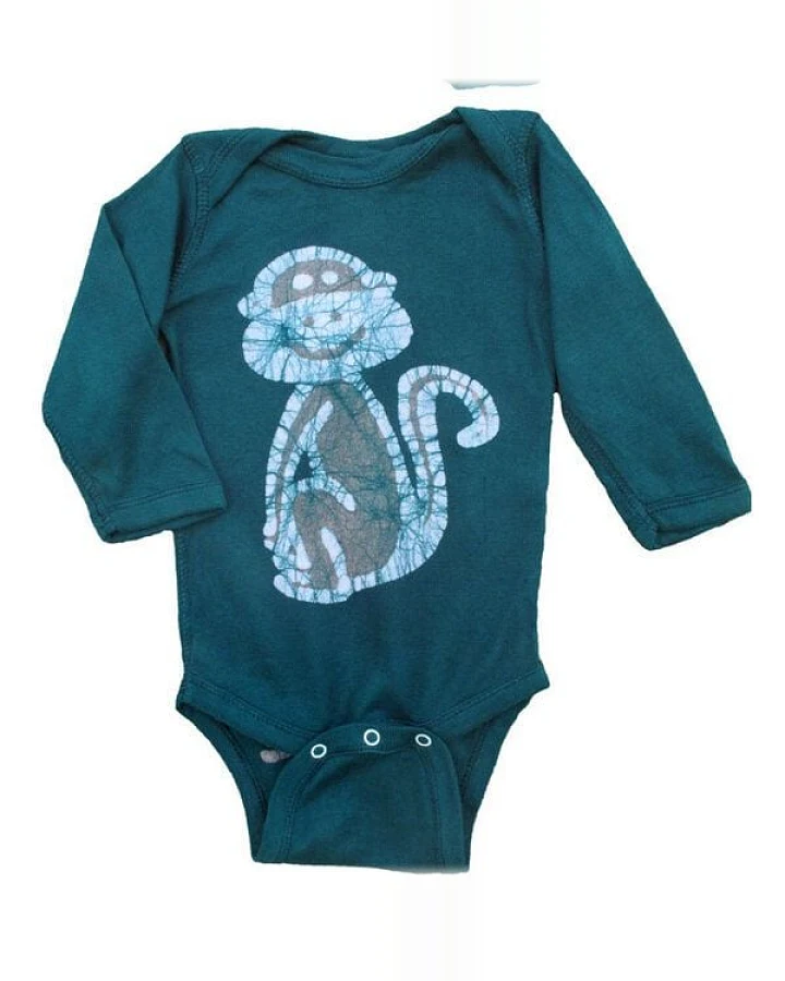 Global Mamas Baby Body - Affe - Bio Baumwolle - Grün - Langarm