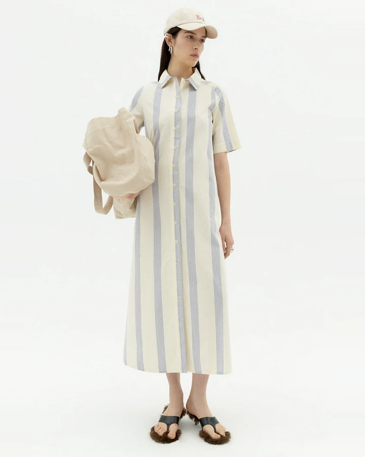 Thinking MU Damen vegan Kleid Gianna Blau Gestreift
