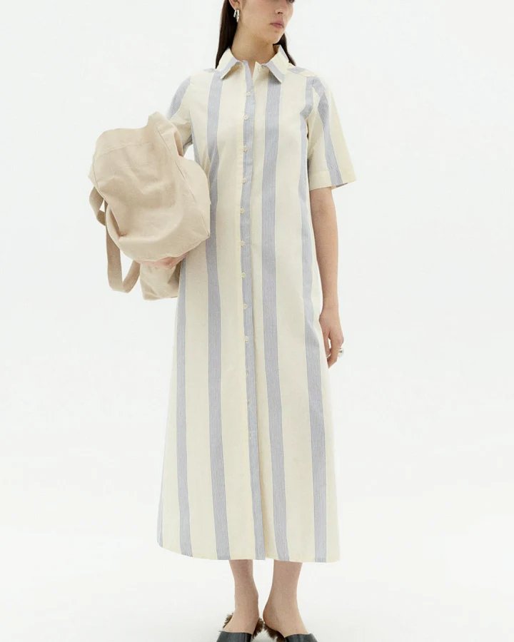 Thinking MU Damen vegan Kleid Gianna Blau Gestreift