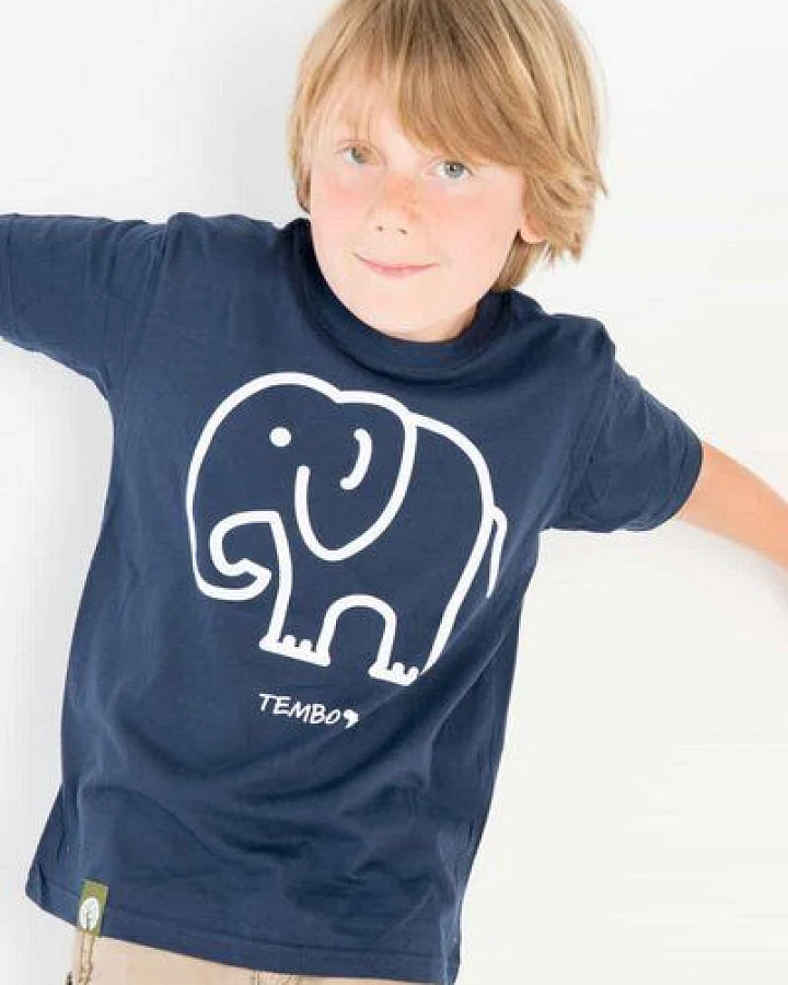 Maishameanslife Tembo - Kleiner Elefant - Bio T-shirt für Kinder - Blau - Unisex