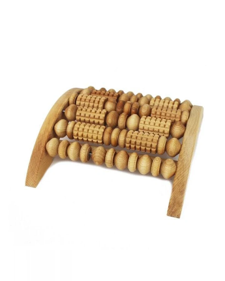 Mitienda Shop Fußmassage Gerät mit Rollen aus Holz rechteckig