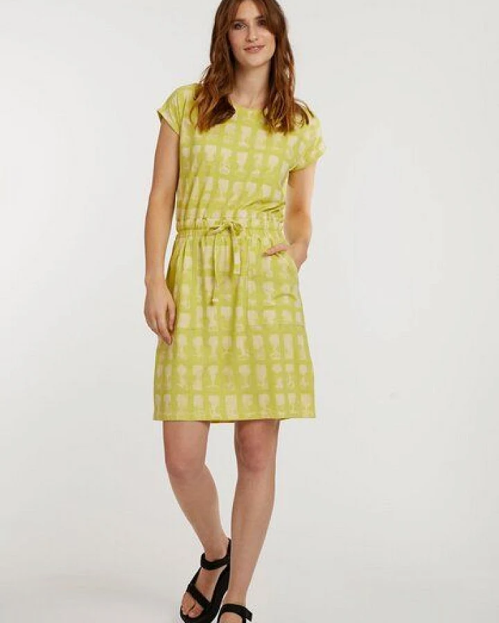 ThokkThokk Damen Kleid mit Tunnelzug TT80 mit Print aus TENCEL Lyocell und Bio-Baumwolle