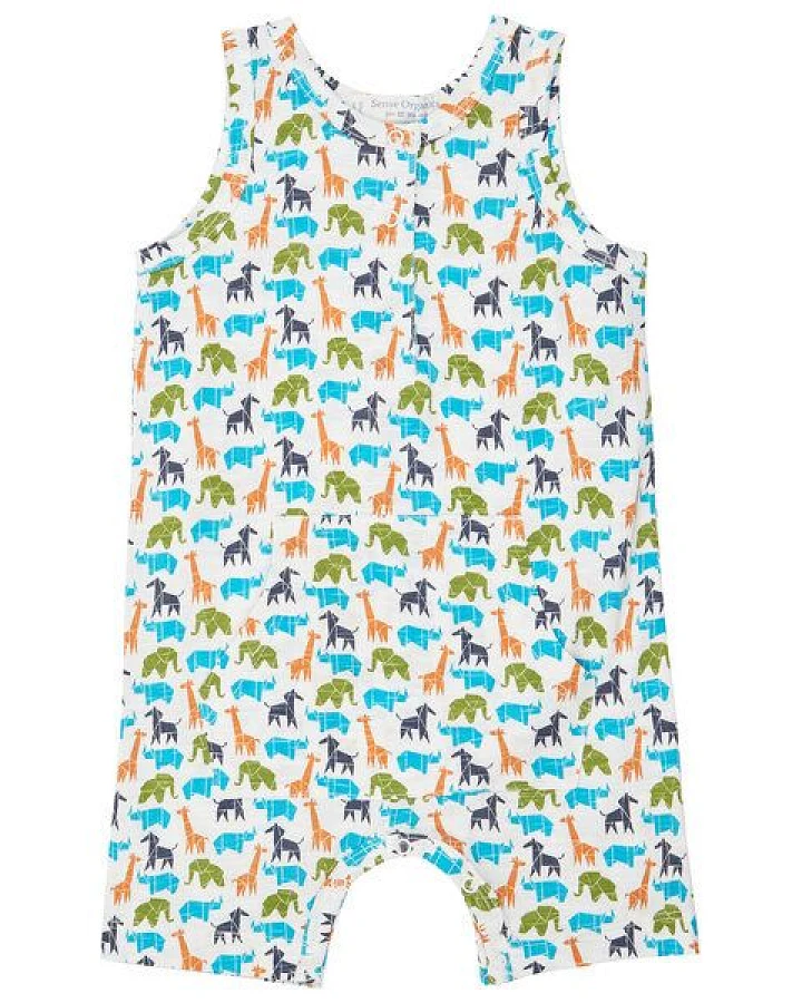 Sense Organics & friends in cooperation with GARY MASH Baby Kurzoverall bunte Tiere aus Biobaumwolle