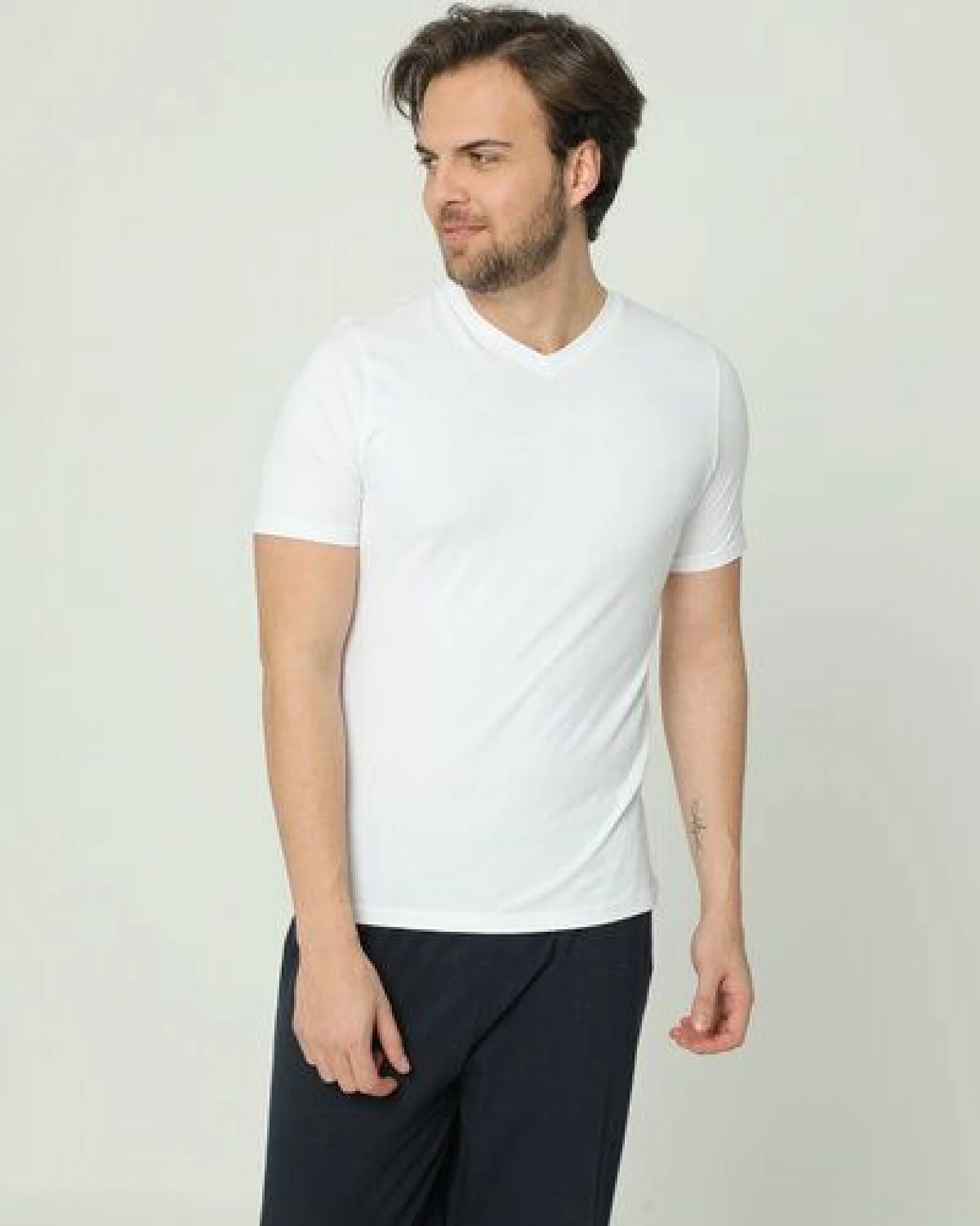 Bruno Barella "3er Pack" GOTS zertifizierte Biobaumwolle Herren T-Shirt – Ansicht 2
