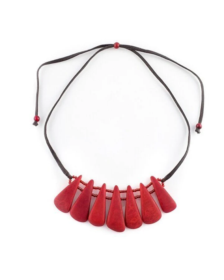 Mekhada Tagua Kette "Lollipop", Länge verstellbar bis ca. 65 cm, Satinband, Steinnuß (Naturprodukt), Fairtrade