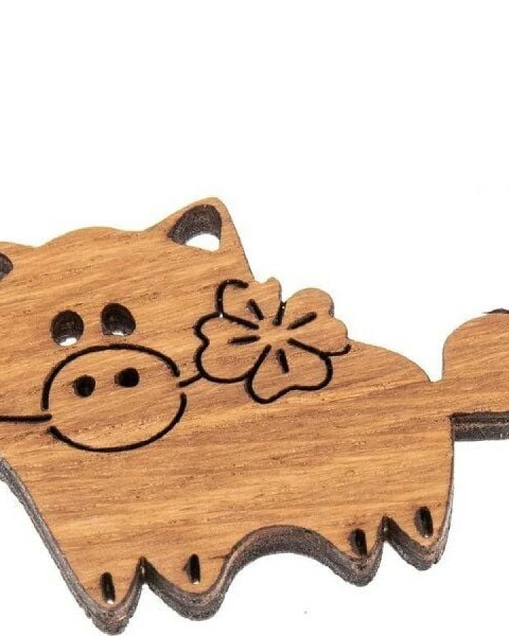 ReineNatur Glücksschwein Magnet aus Eichenholz geölt - 4er-Set