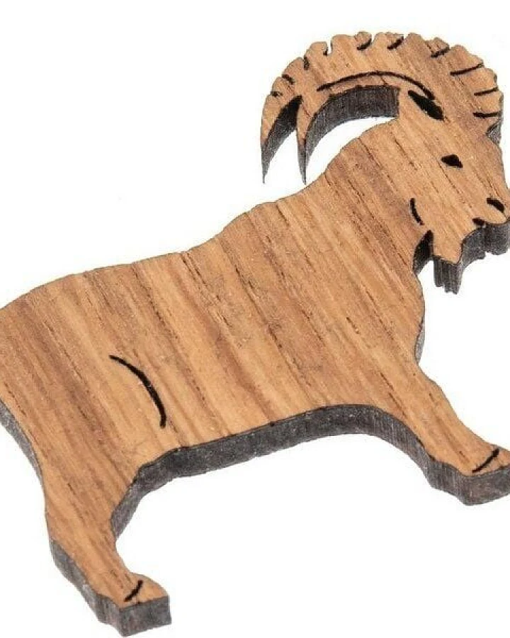 ReineNatur Steinbock Magnet aus Eichenholz geölt - 4er-Set