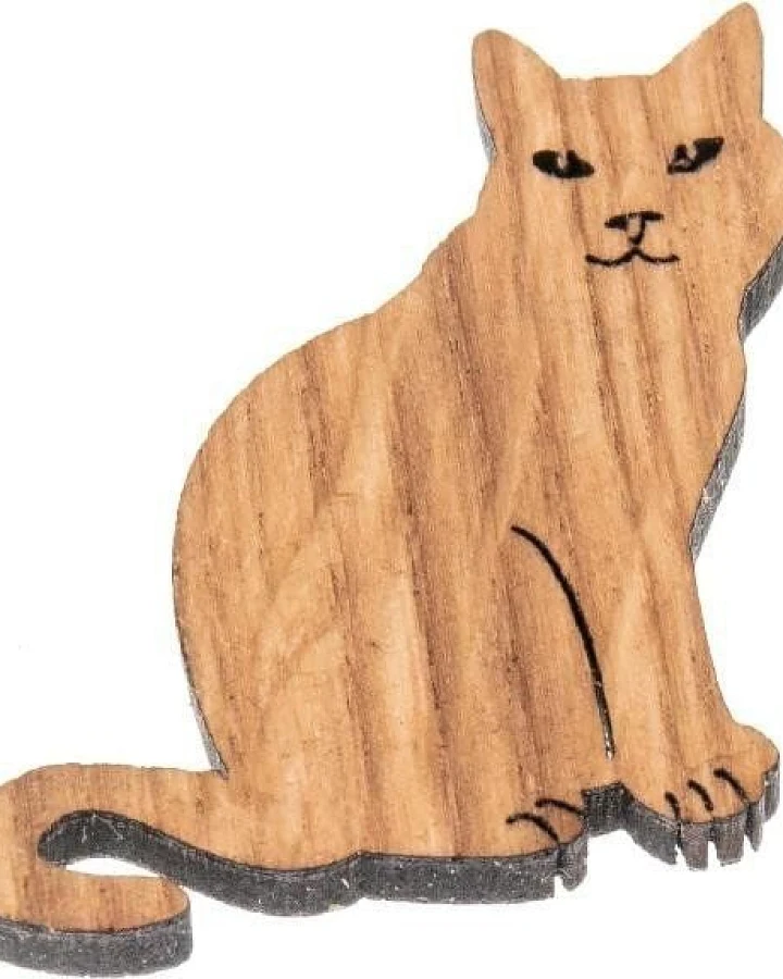 ReineNatur Katze Magnet aus Eichenholz geölt - 4er-Set