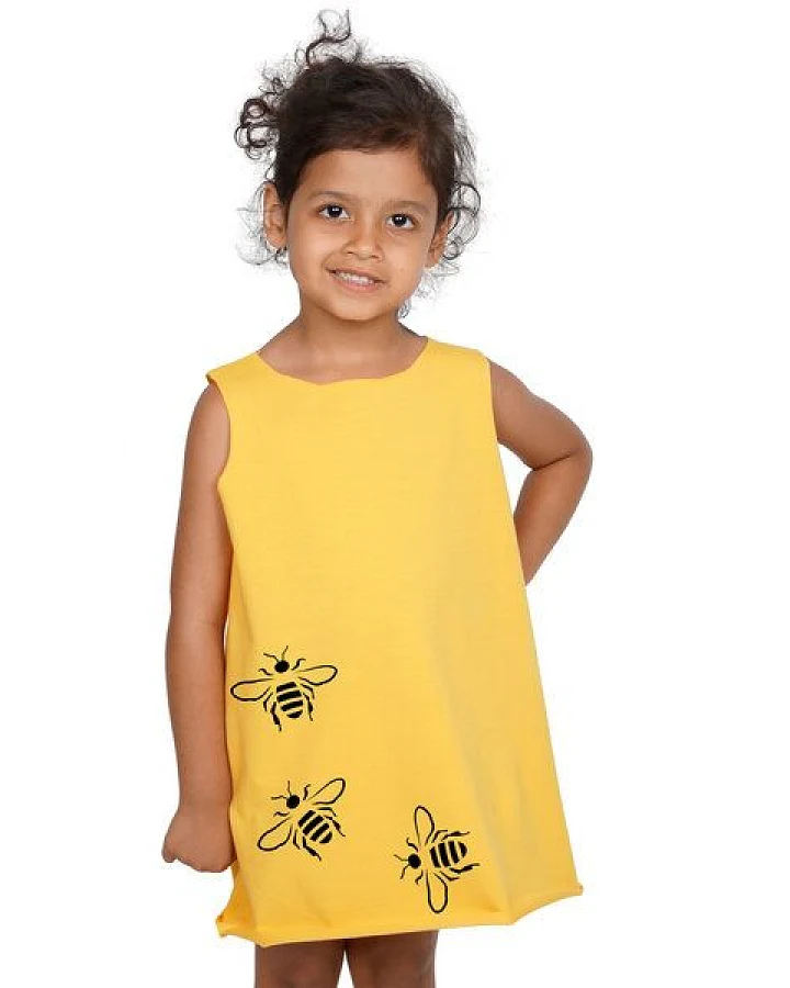 HANDGEDRUCKT "Bienen" Kinder Biokleidchen (kbA)
