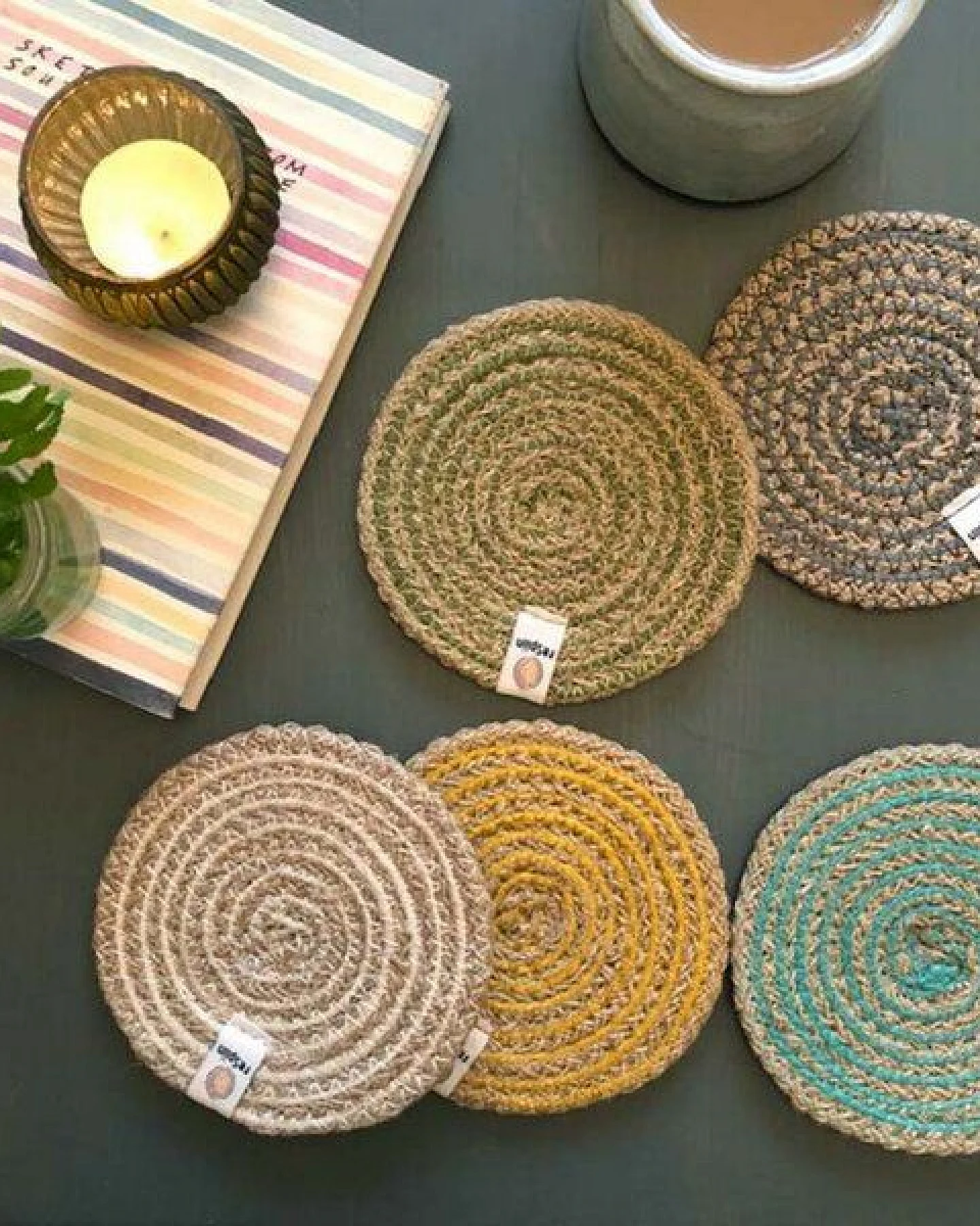reSpiin Untersetzer aus Jute mit Spiraldesign Ø 11cm – Ansicht 2