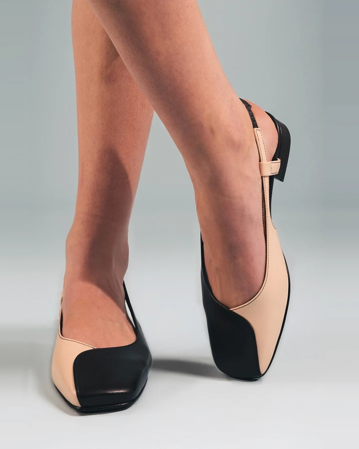 NAE Damen vegan Ballerinas Diana Beige/Schwarz