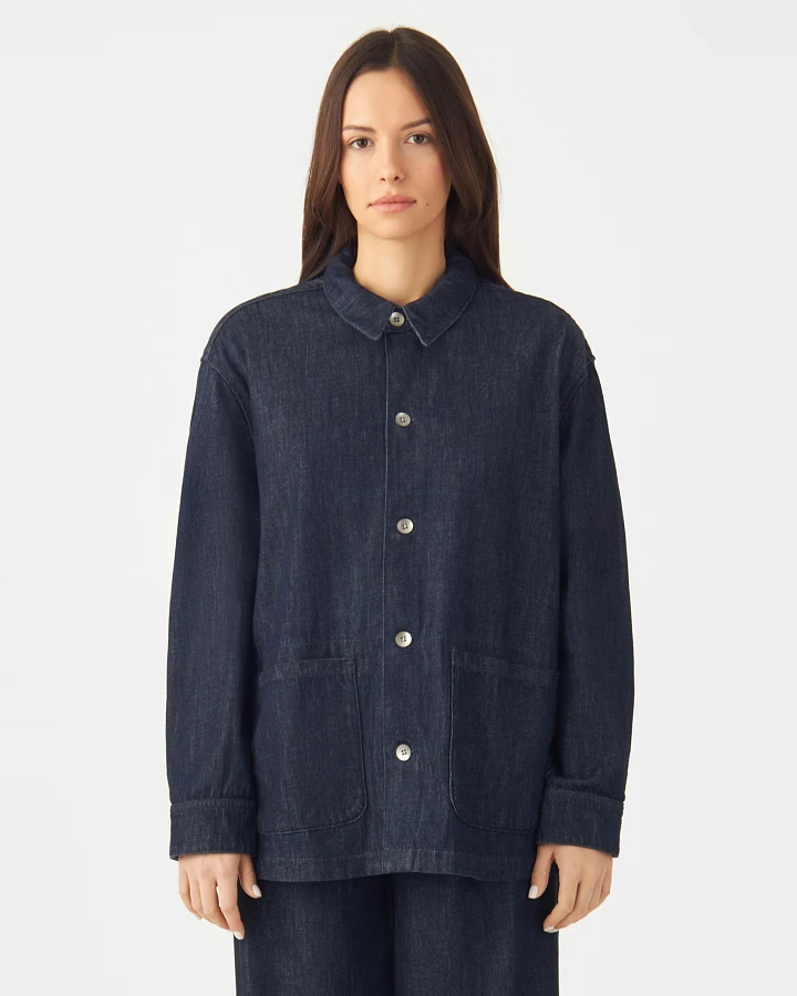 Dawn Damen vegan Jacke Sorry Shacket Blau