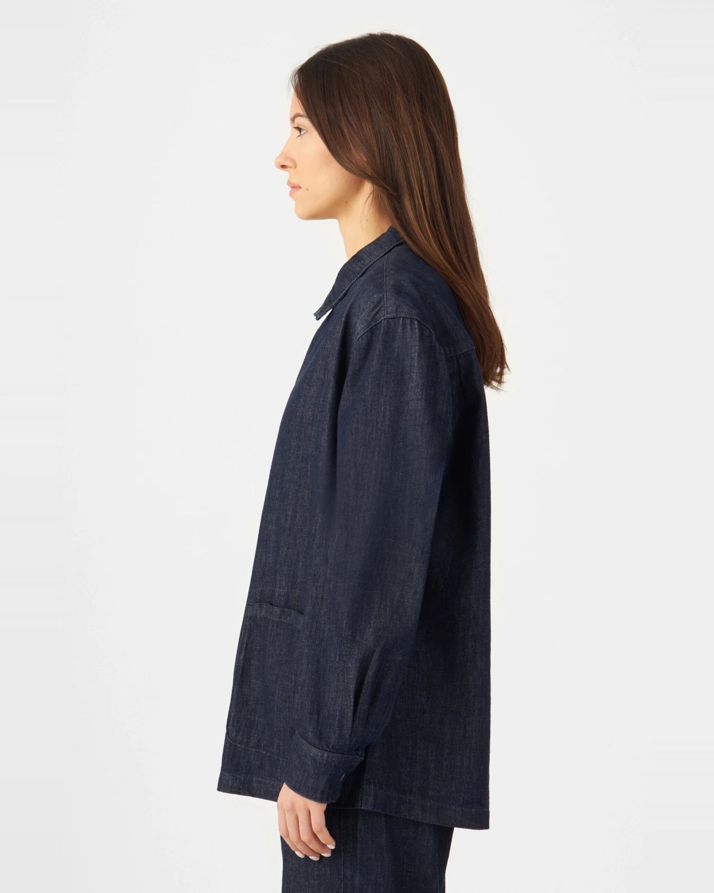 Dawn Damen vegan Jacke Sorry Shacket Blau – Ansicht 2